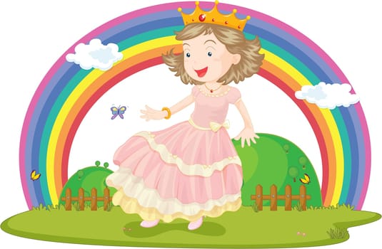 Illustration of A Girl With Crown Overhead on colorful background