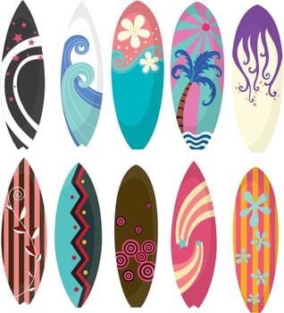 Illustration of Surfing Pads on white background