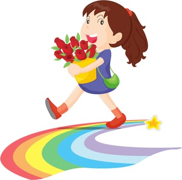 illustration of girl on white