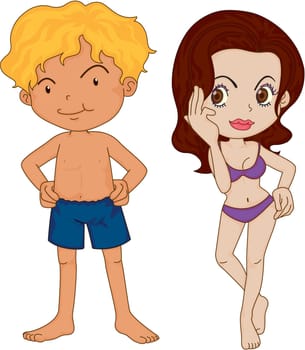 Illustration of Boy and Girl on white background