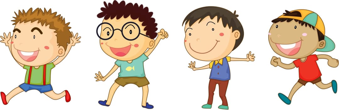 Illustration of a boys on a white background