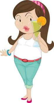 Illustration of A Lady on white background