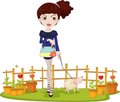Illustration of A Girl With Pet on white background