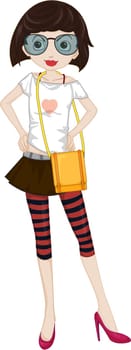 Illustration of a Girl on a white background