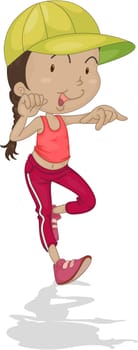 Illustration of A Dancing Girl on white background