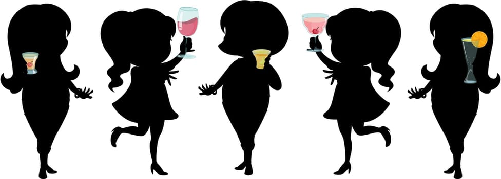 illustration of girls on white background