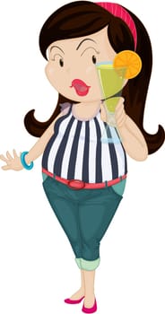 Illustration of A Lady on white background