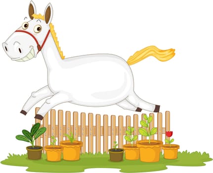 Illustration of A Jumping Horse on white background