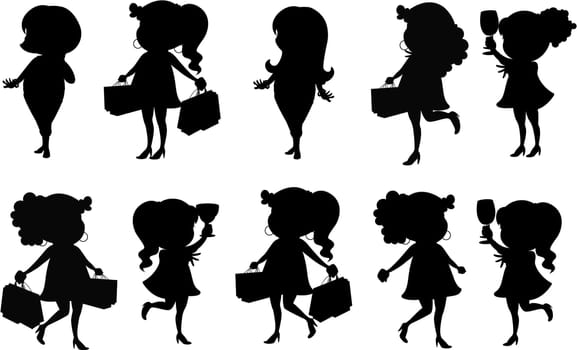 illustration of girls on white background