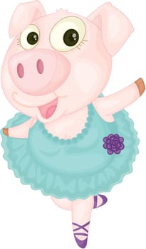 Illustration of Dancing Pig on white background