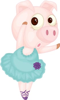 Illustration of Dancing Pig on white background
