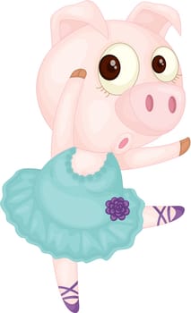 Illustration of Dancing Pig on white background