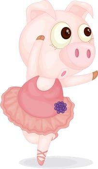 Illustration of A Dancing Pig on white background