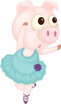 Illustration of Dancing Pig on white background