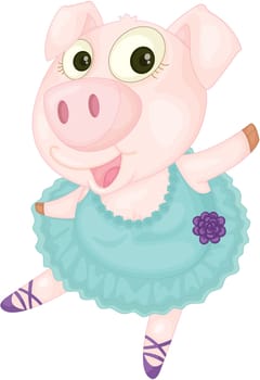 Illustration of Dancing Pig on white background