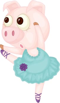 Illustration of Dancing Pig on white background
