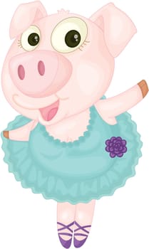 Illustration of Dancing Pig on white background