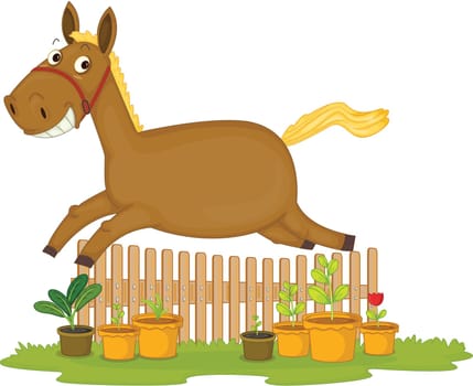 Illustration of A Jumping Horse on white background