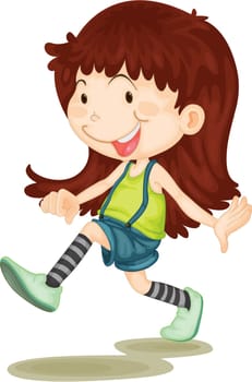 Illustration of a  excited girl on a white background