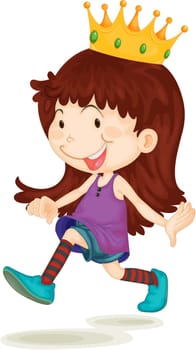Illustration of a girl with crown on white background