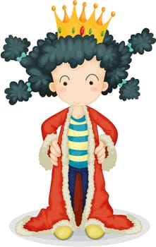 Illustration of a boy with a crown on a white background
