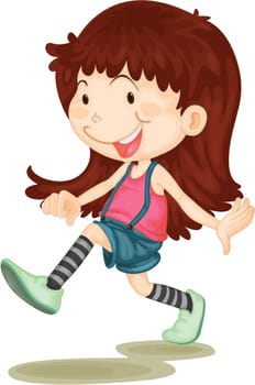 Illustration of a dancing girl on white background