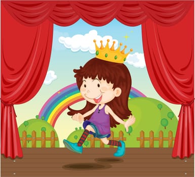 Illustration of a girl with crown on white background