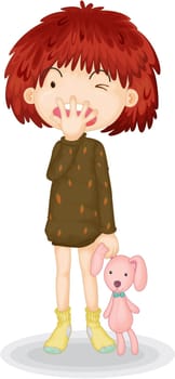 Illustration of A girl with a dog on white background
