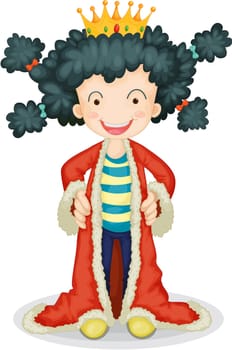 Illustration of a boy with a crown on a white background