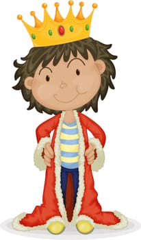 Illustration of A Boy With Crown on Head on white background