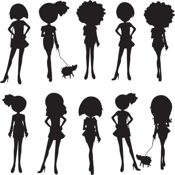 illustration of girls on white background