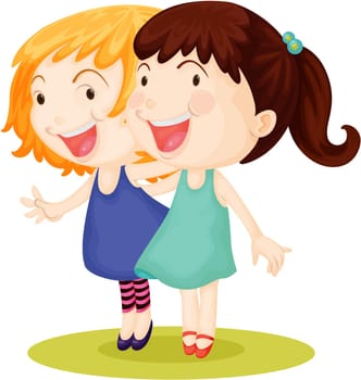 Illustration of two girls on white background