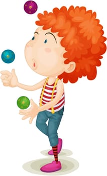 Illustration of a boy with curly hair on a white background