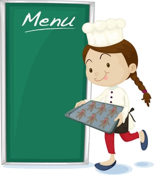 Illustration of A Serving Girl on white background