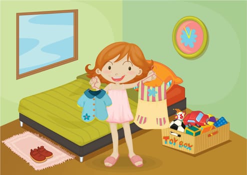 Illustration of A Girl on colorful background