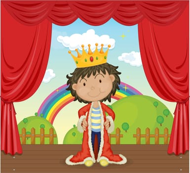 Illustration of a boy with crown on white background