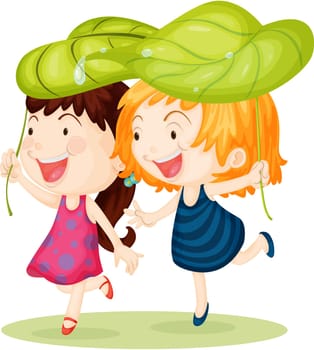 Illustration of two girls on white background