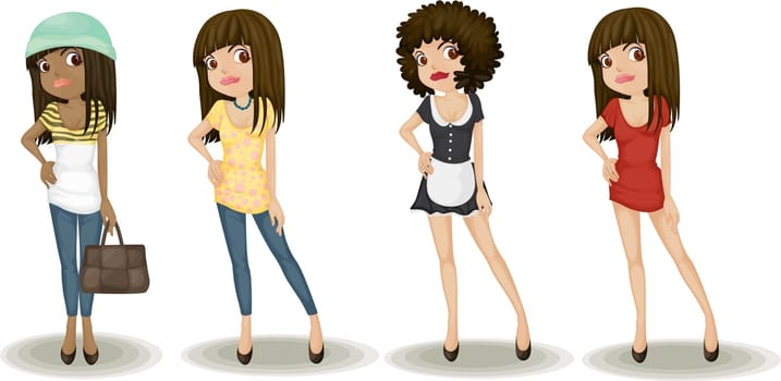 illustration of a girls on a white background