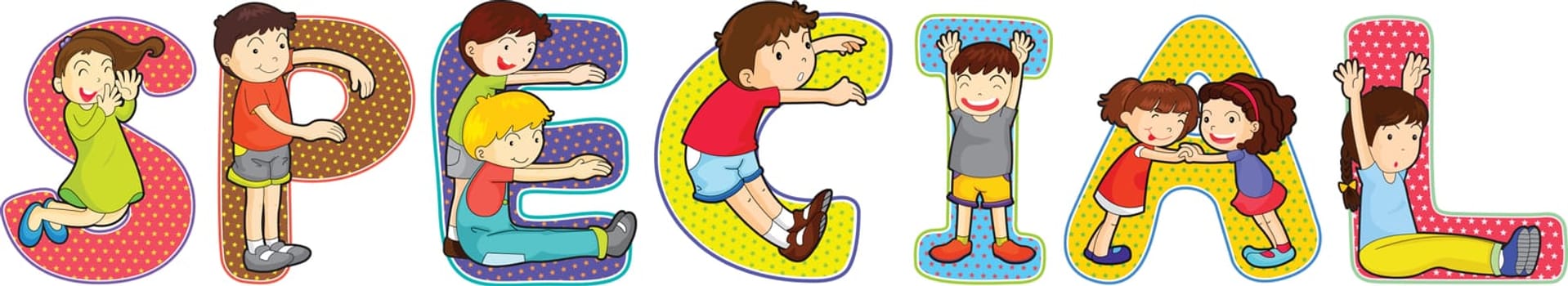 illustration of cartoon alphabets on white