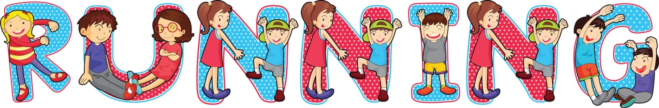 illustration of cartoon alphabets on white