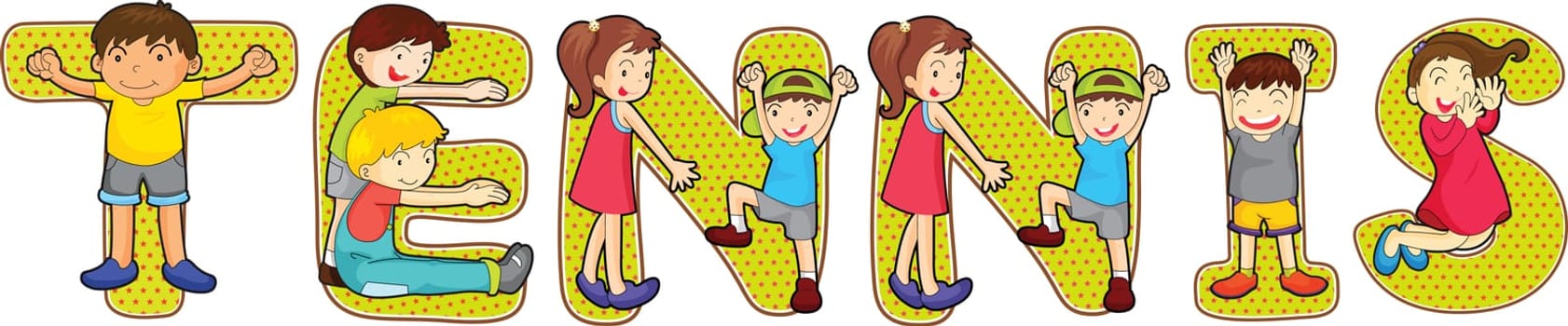 illustration of cartoon alphabets on white