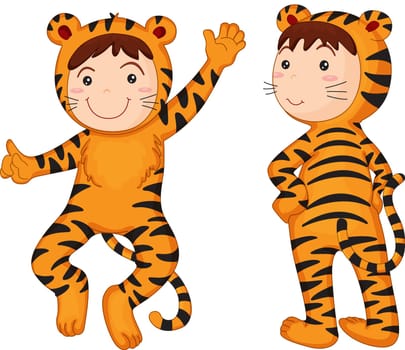 two children dressed up as tigers