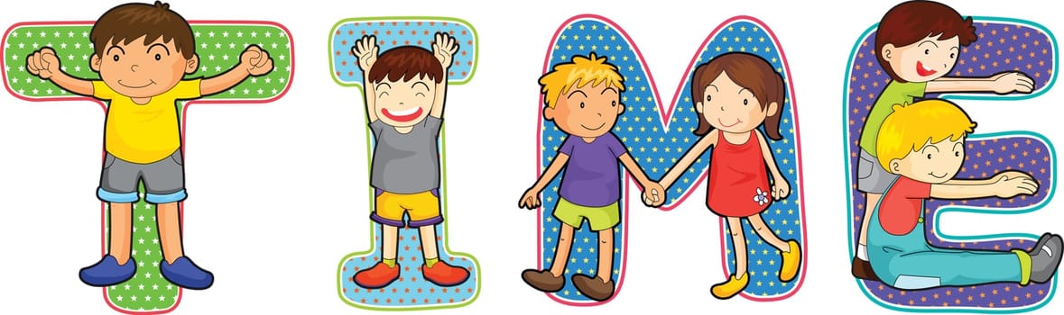 illustration of cartoon alphabets on white