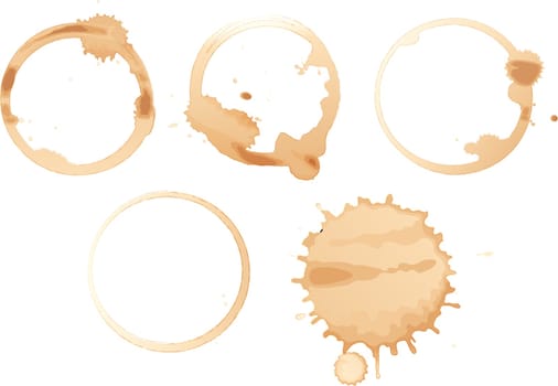 Illustration of coffee stains on white