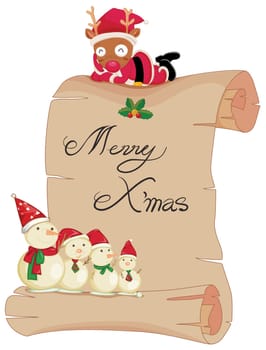 Illustration of a scroll with merry christmas