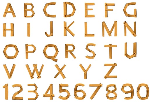 illustration of numbers and alphabets on a white background