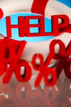 Life buoy with percent, Help in finance