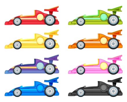 illustration of various cars on a white background