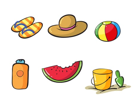 illustration of various objects in white background