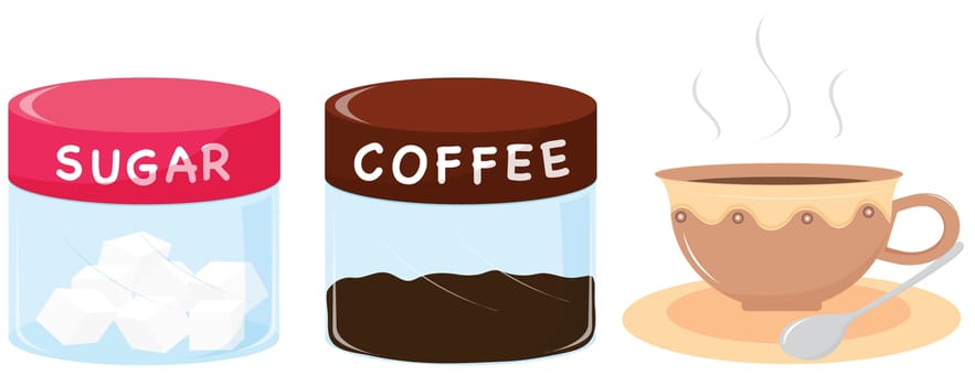 illustratiion of black coffee with sugar